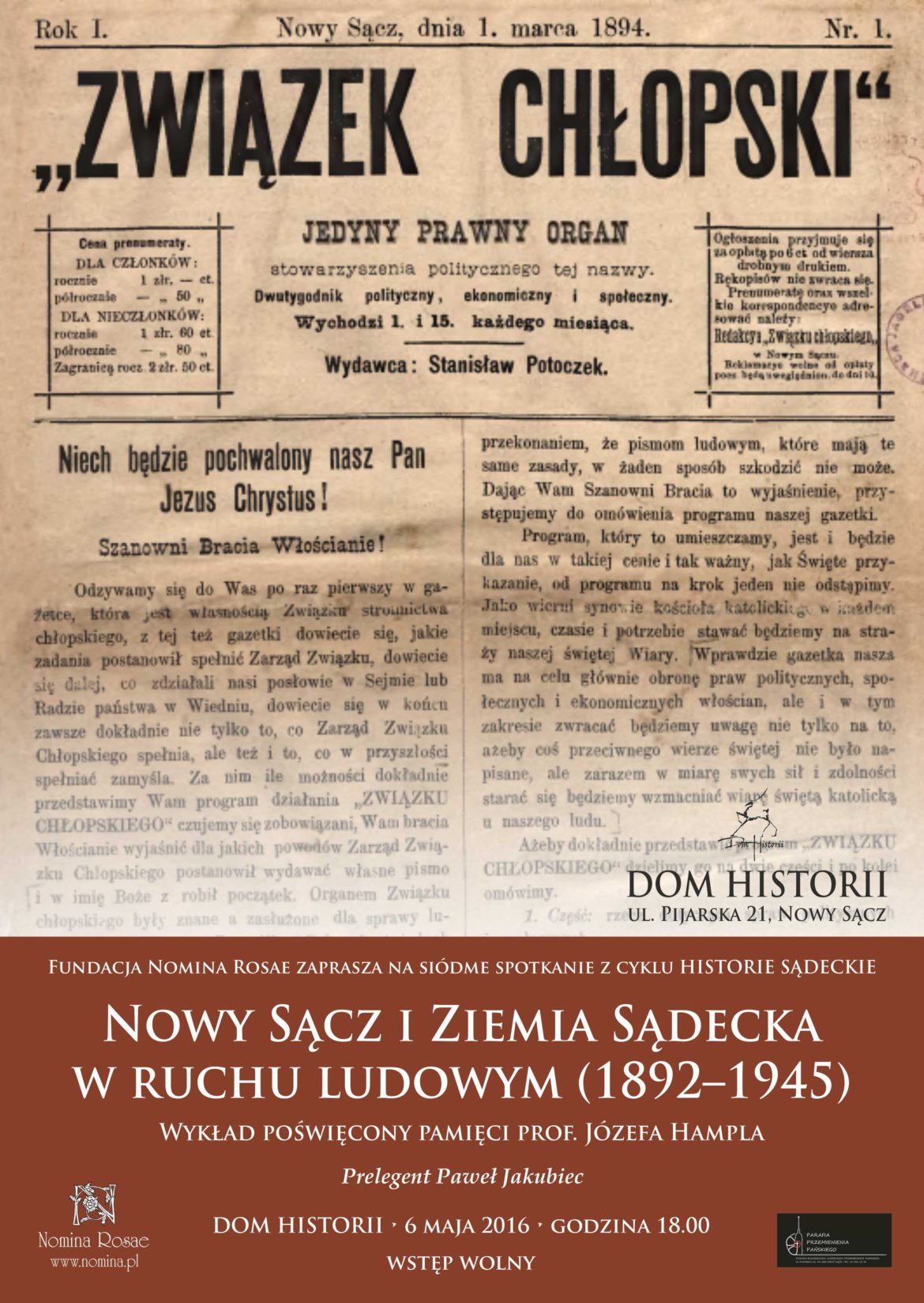 Historie Sądeckie ruch Ludowy plakat